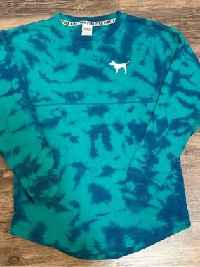 PINK Victoria's Secret Tie-Dye Crewneck Sweatshirt - Teal & Navy